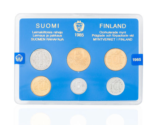 Retrorahasarja Suomen käyttörahat vuodelta 1985