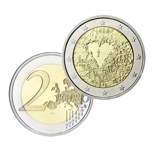 2 euroa Suomi 2008 Ihmisoikeusjulistuksen 60. juhlavuosi