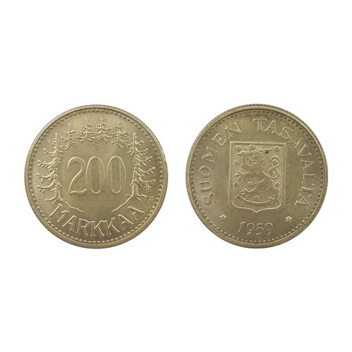 200 mk hopearaha 1959 Suomi
