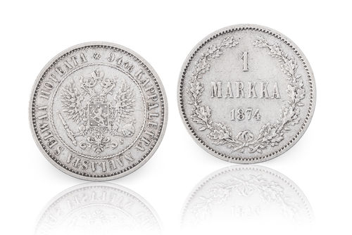 Suomen 1 mk hopearaha 1867