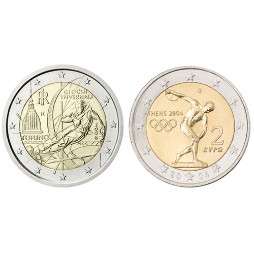 2 € Ateena olympialaiset 2004 & 2 € Torino olympialaiset 2006 - HUIPPUEDULLINEN YHTEISHINTA