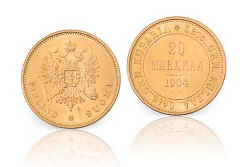 20 mk kultaraha Suomi - Finland 1878 - Ensimmäinen lyöntivuosi