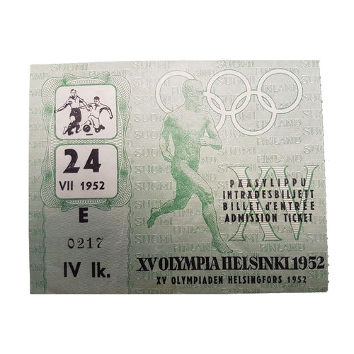 Helsingin olympialaiset 1952 pääsylippu - Jalkapallo