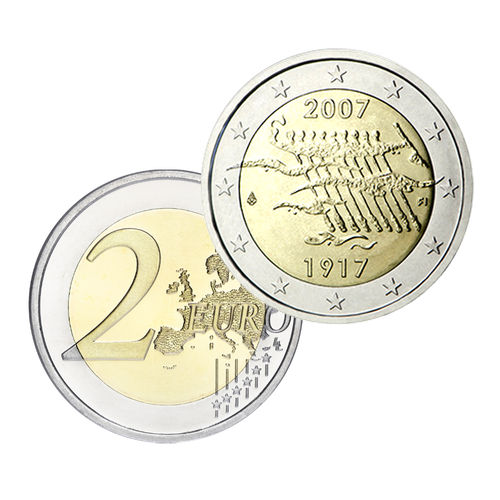 2 euroa Suomi 2007 - Suomen itsenäisyys 90v Proof