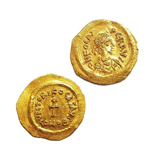 Antiikin kultaraha Bysantin solidus AD 602-610 - HUIPPUKUNTOINEN KAPPALE