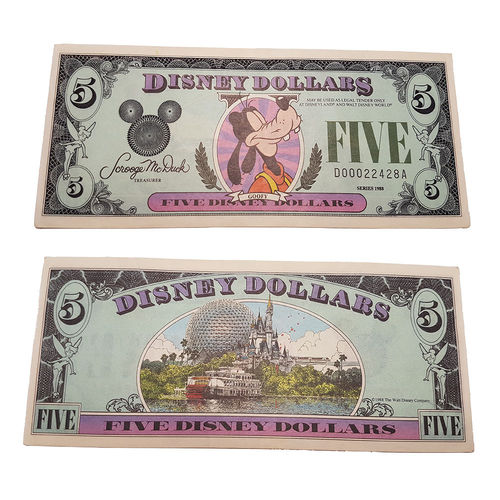 Hessu Hopo Disneyland seteli - 5 dollaria 1988