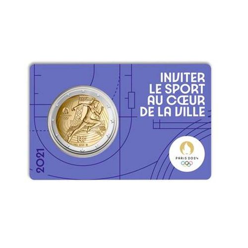 2 euroa Ranska 2021 - Pariisin olympialaiset 2024 Coin card violetti