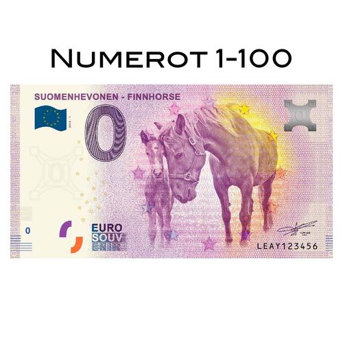 Suomenhevonen Nolla-euroseteli Suomi - NUMEROILLA 1-100