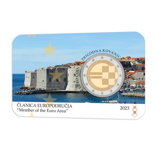 2 euroa Kroatia 2023 sinetöidyssä kortissa - Historiallinen ensilyönti